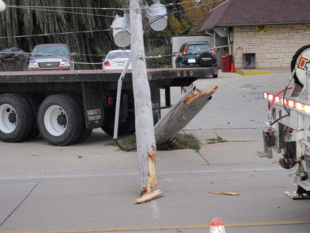 Truck vs. utility pole. 10/13/2009. See news article for more info and pictures.