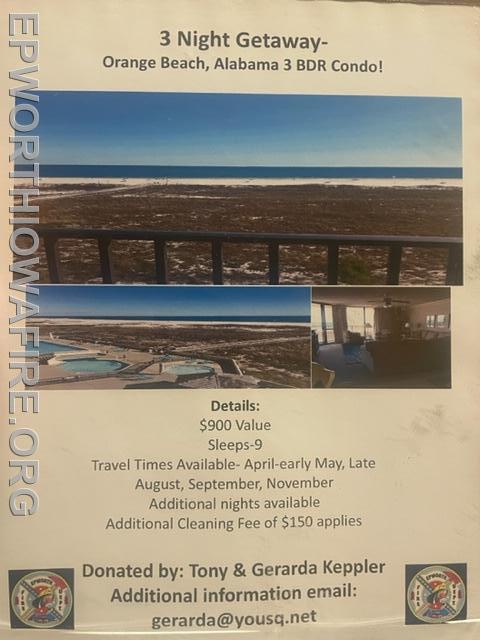 3 Night Getaway to Orange Beach Alabama! Donated by Tony and Gerarda Keppler