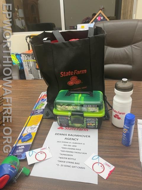 Kids gift bag- Fishing Supplies and GC's donated buy Dennis Baumhover @ State Farm