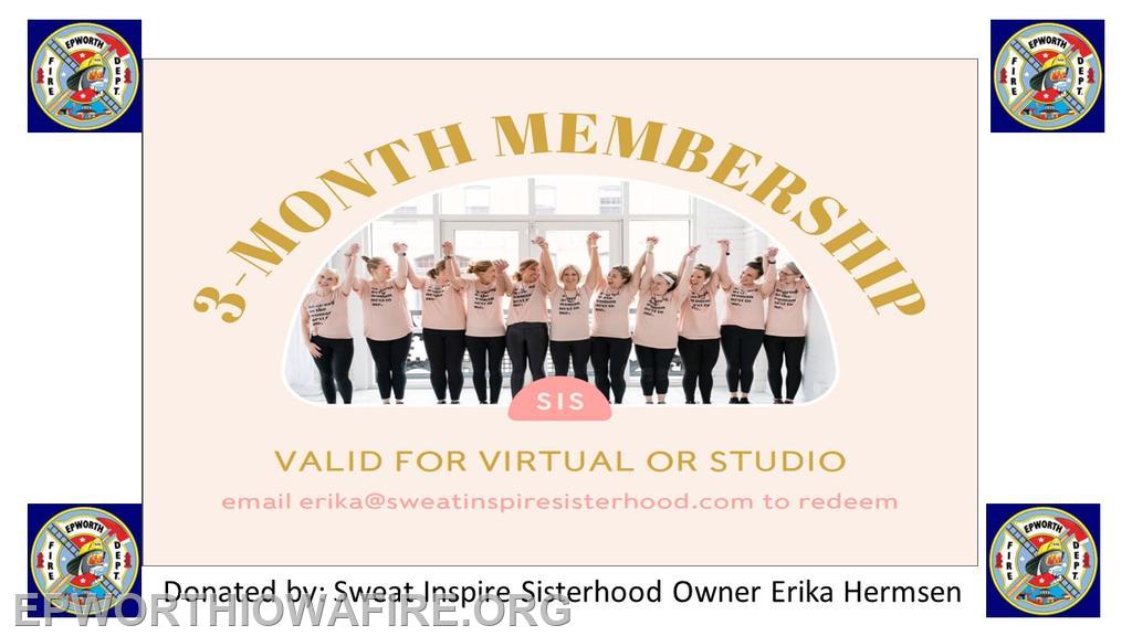 3 Month Membership to Sweat Inspire Sisterhood by Owner Erica Hermsen